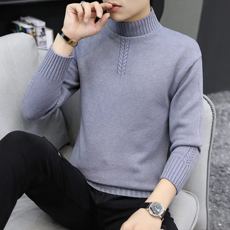 Men's Solid Color Half Collar Sweater