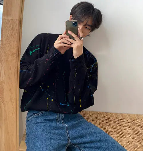 Graffiti Sweater with Loose Trendy Design