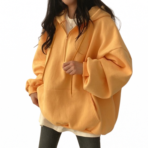 Fleece-lined Pullover Zipper Hoodie for Women