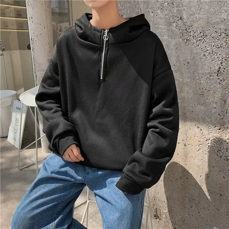 Men's Hooded Fleece Sweatshirt with Zipper - Autumn/Winter