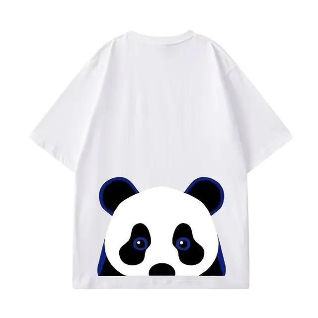 M-8XL Oversized Black and White Panda T-Shirt for Men