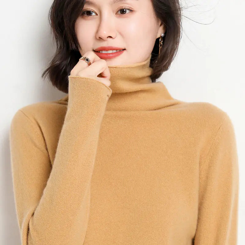 Cashmere Turtleneck Sweater for Women Fall