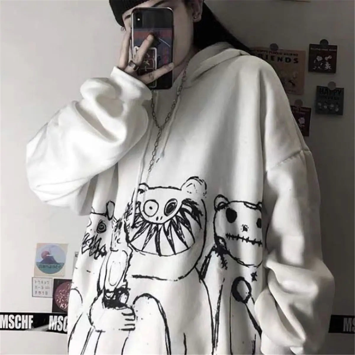 Cool Tie Dye Harajuku Hoodie for Women - Gothic Style