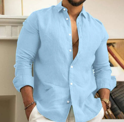 Men's Linen Button-Up Beach Shirt