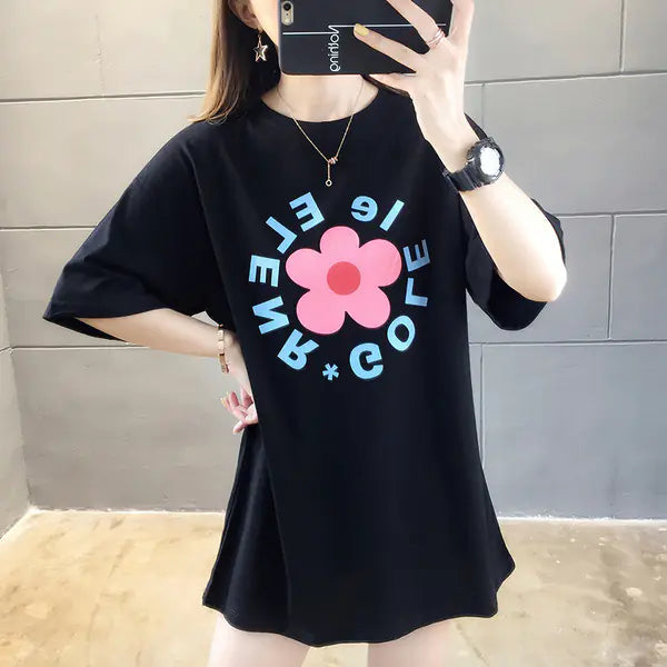 Casual Colorful Letter Print Short Sleeve T-Shirt