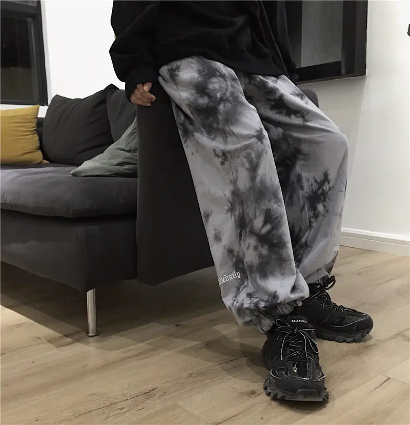 Spring Harajuku Style Tie-Dye Embroidered Pants