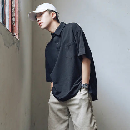 Trendy Loose Fit Polo T-Shirt in Street Style