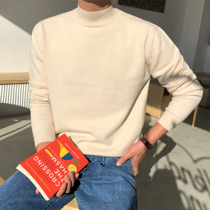 Korean Men's Thick Knit Half Turtleneck Sweater