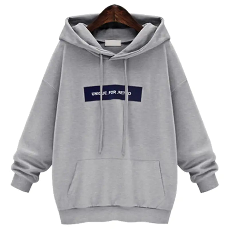 Loose Fit Plus Fleece Hooded Sweater for Students