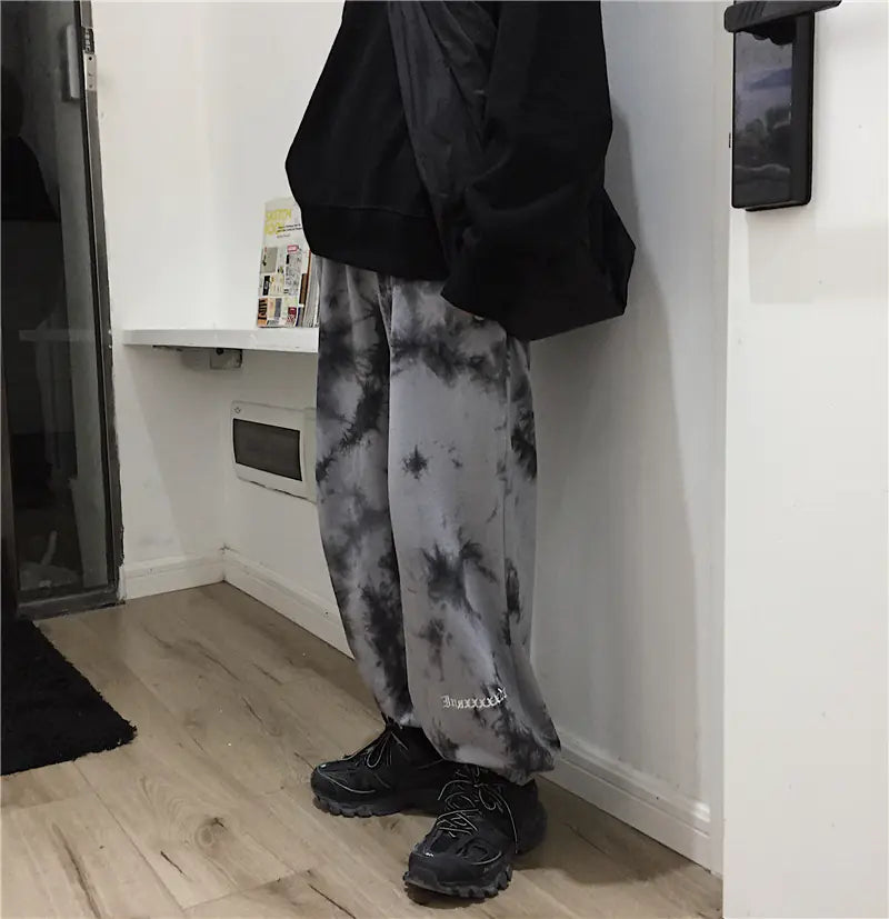 Spring Harajuku Style Tie-Dye Embroidered Pants