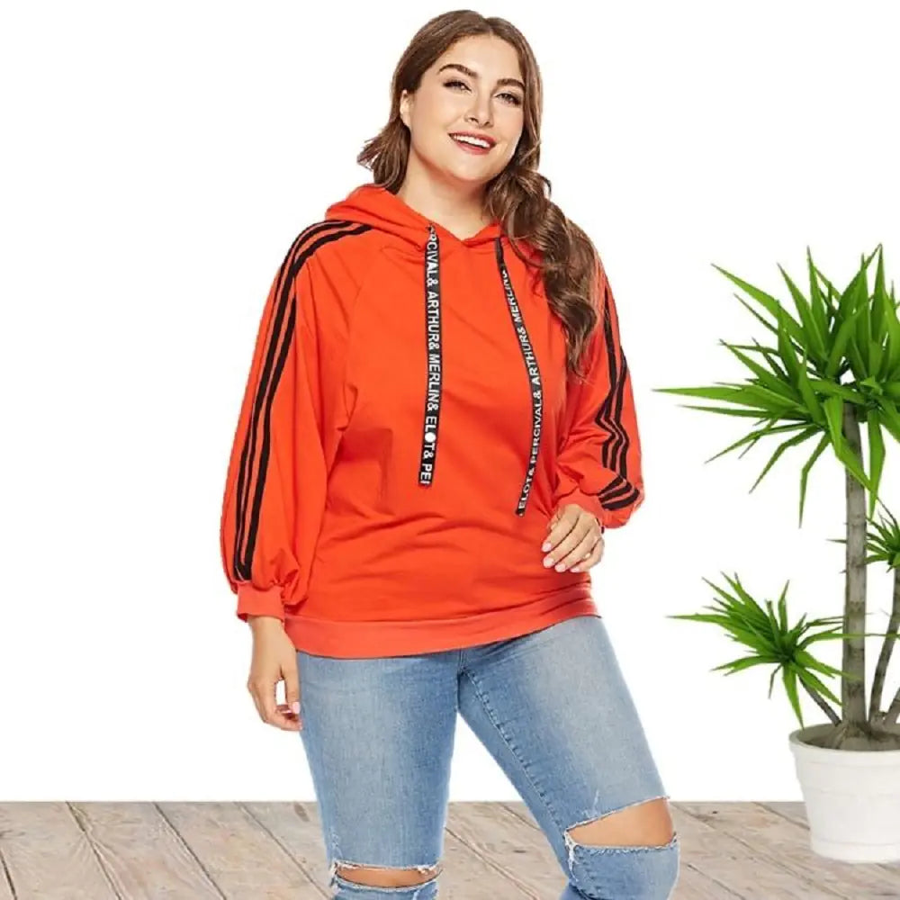 Plus Size Women's Hooded Pullover Sweatshirt