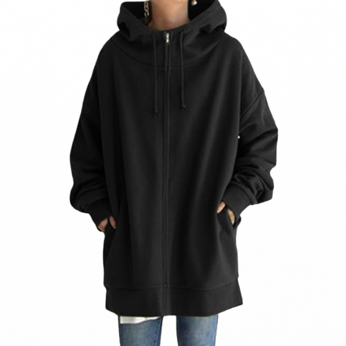 Zipper Hooded Plus Size Fleece Sweatshirt