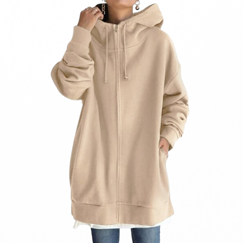 Zipper Hooded Plus Size Fleece Sweatshirt