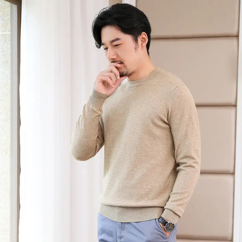Men's Korean Style Round Neck Knit Sweater (Autumn/Winter)