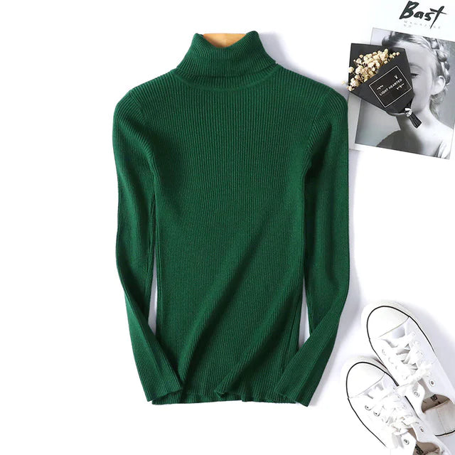 Turtleneck Sweater for Women - Slim Fit Knit Top