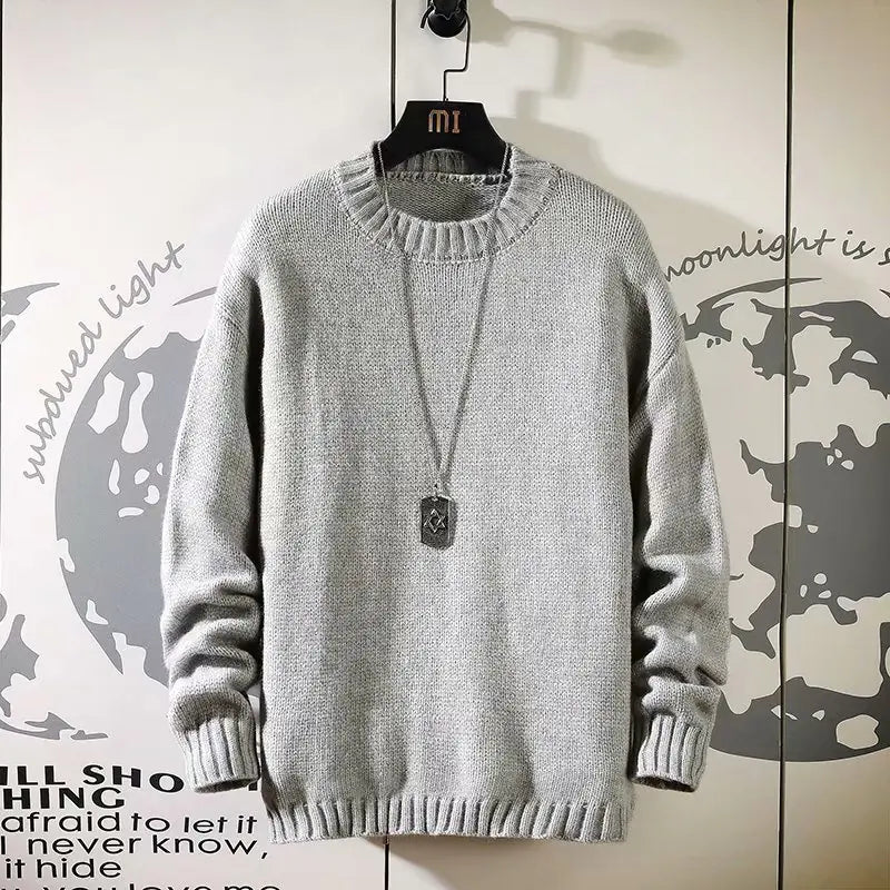 Korean Style Men's Crew Neck Sweater for Autumn