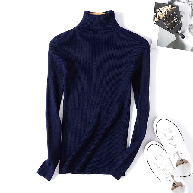 Turtleneck Sweater for Women - Slim Fit Knit Top
