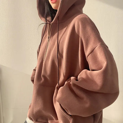 Fleece-lined Pullover Zipper Hoodie for Women
