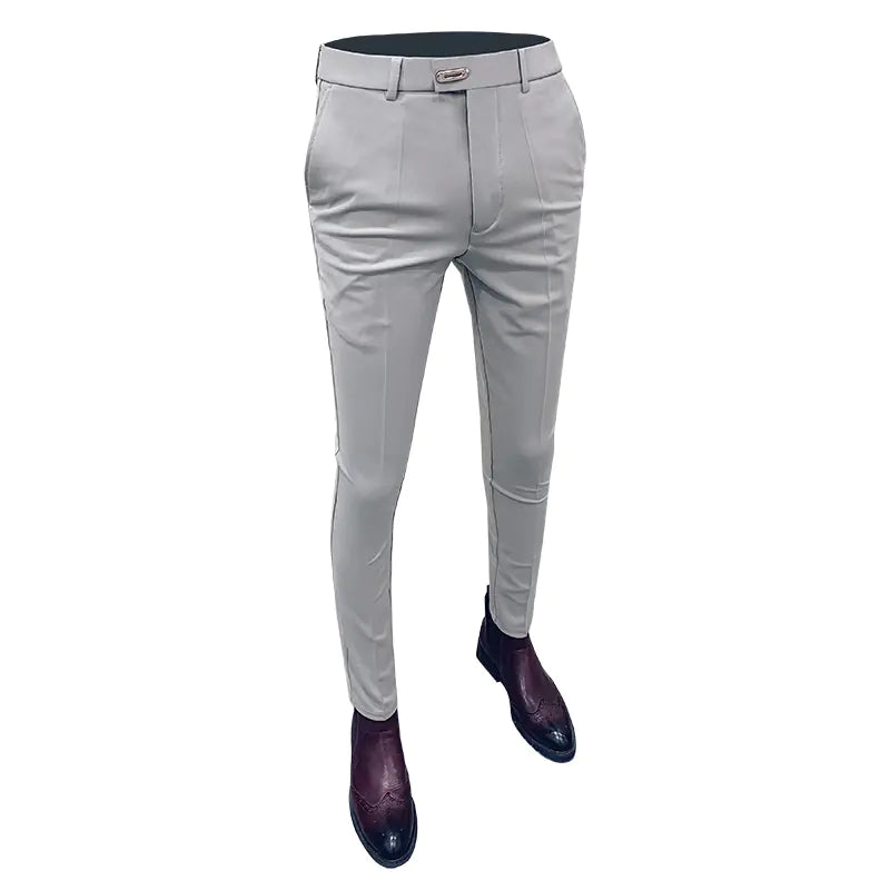 Men's Casual Business Suit Pants - Solid Color Fall Style