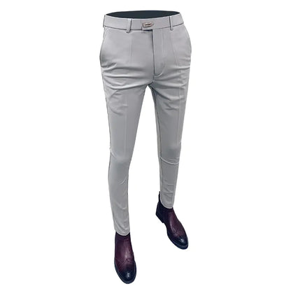 Men's Casual Business Suit Pants - Solid Color Fall Style