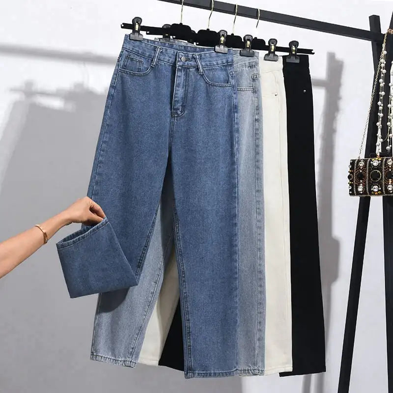 High-Waist Straight-Leg Cropped Jeans for Women