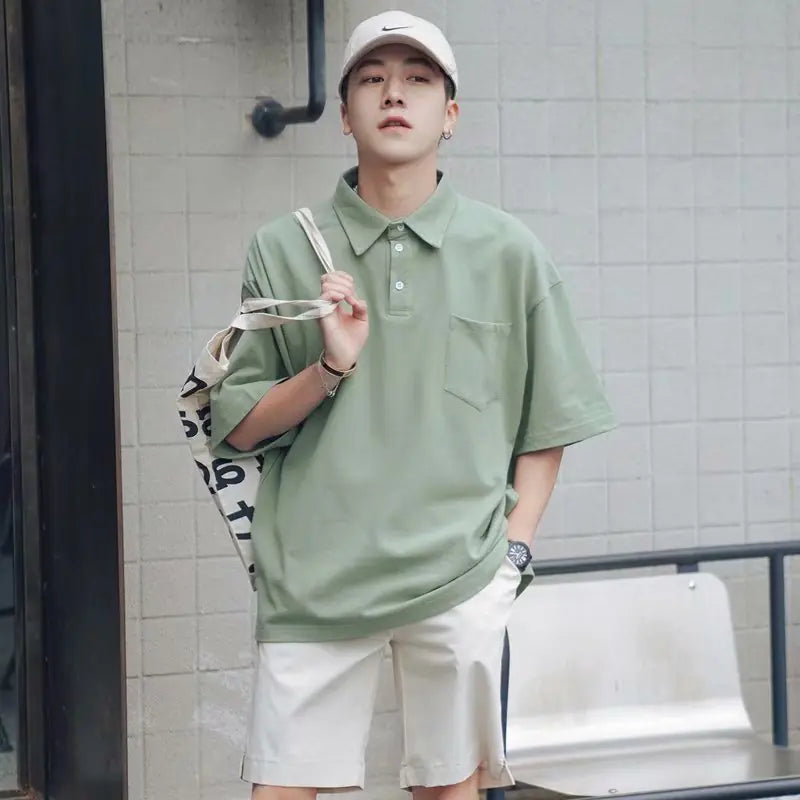 Trendy Loose Fit Polo T-Shirt in Street Style