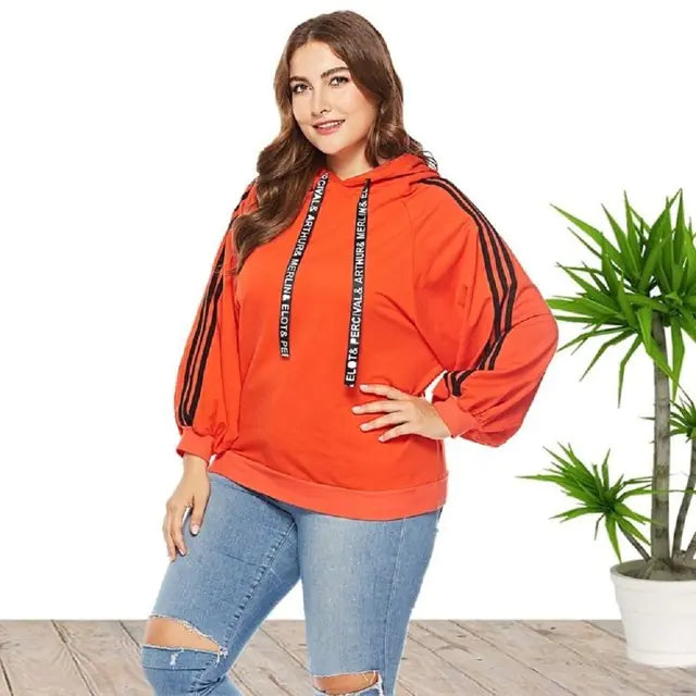 Plus Size Women's Hooded Pullover Sweatshirt