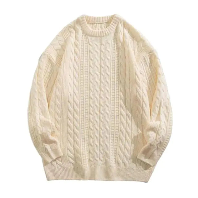 Korean Knitted Pullover Sweater for Men in Solid Color