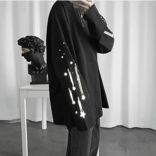 Chic Korean Style Loose Long Sleeve T-Shirt for Men