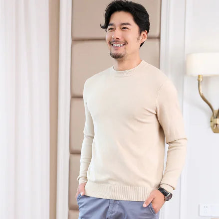 Men's Korean Style Round Neck Knit Sweater (Autumn/Winter)