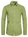 HISDERN Green Dress Shirts for Men Casual Botton Down Long Sleeve Shirts Business Regular Fit Cotton Formal Mens Shirts
