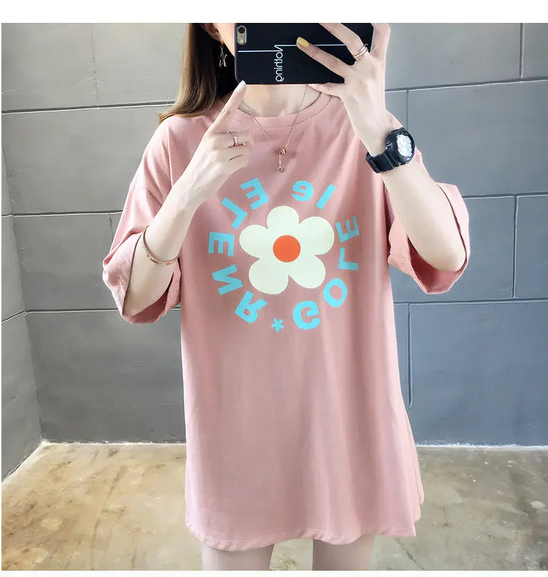 Casual Colorful Letter Print Short Sleeve T-Shirt