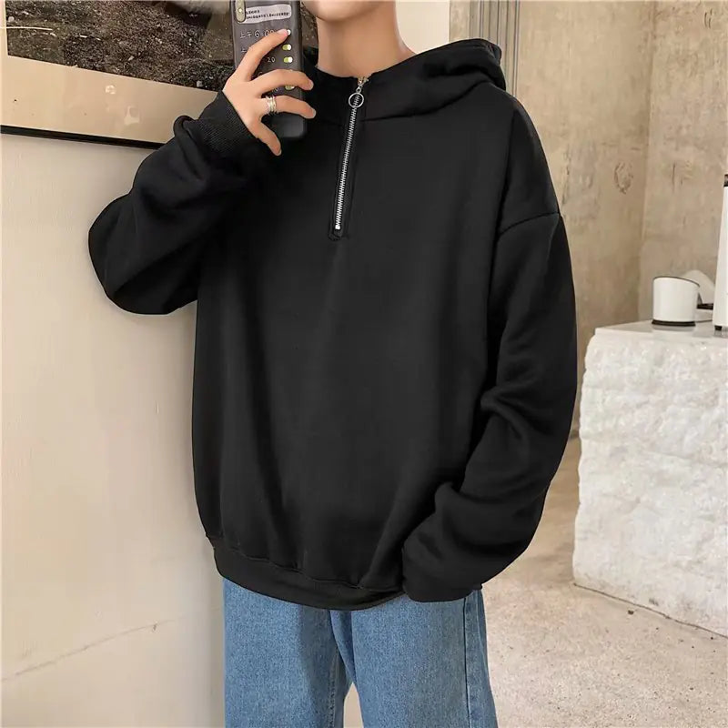 Men's Hooded Fleece Sweatshirt with Zipper - Autumn/Winter