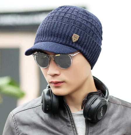 Autumn Winter Thick Knit Beanie for Men and Women