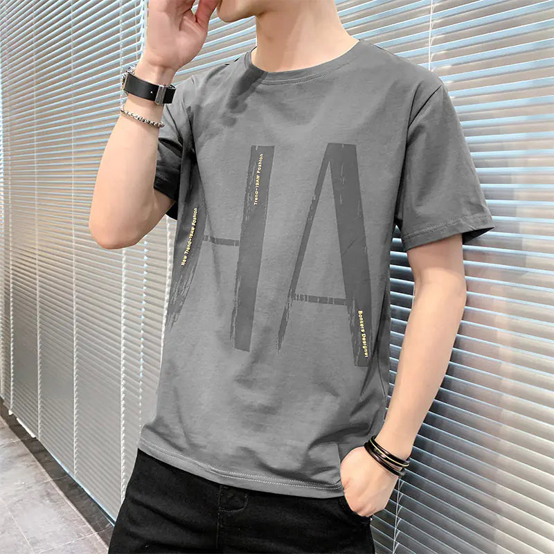 Summer Men's Loose Korean Style Short Sleeve T-Shirt