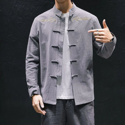 Oversized Embroidered Linen Shirt