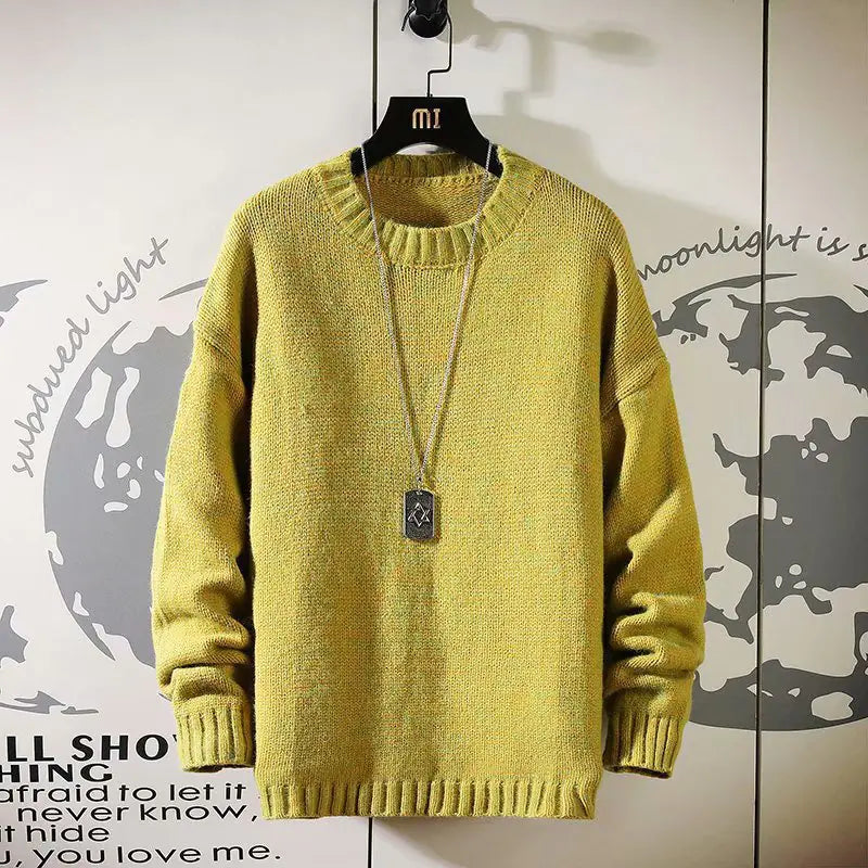Korean Style Men's Crew Neck Sweater for Autumn