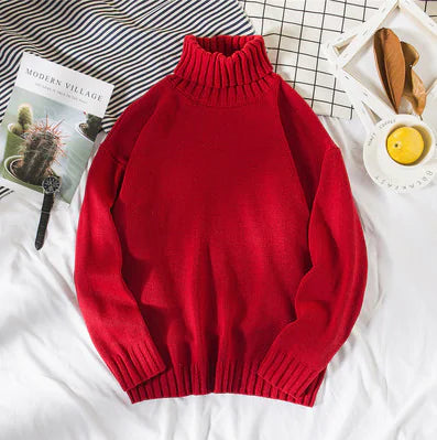 Men's Korean Style High Neck Loose Knit Sweater