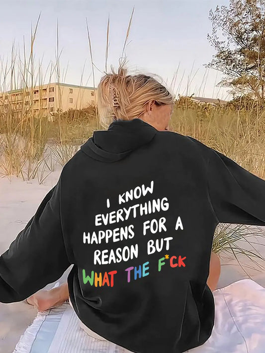 Women’s Hoodie with Drawstring and Letter Print