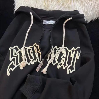 Vintage Harajuku Women's Zipper Hoodie - Y2K Street Wear