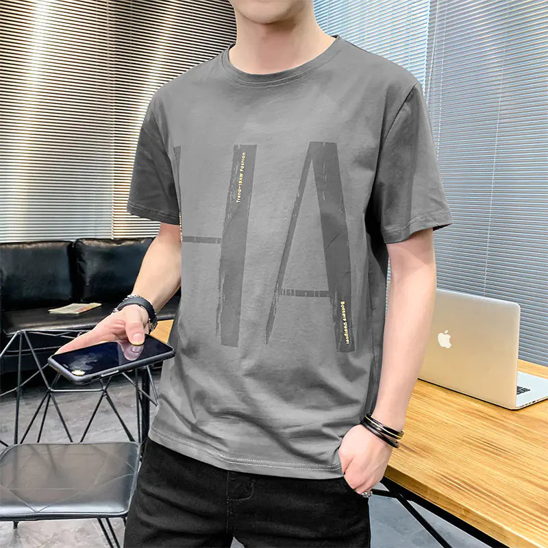 Summer Men's Loose Korean Style Short Sleeve T-Shirt