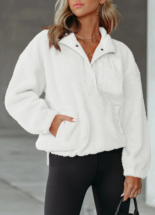 Color Block Half-Zip Pullover Sweatshirt for Women