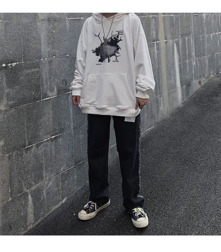 Oversized Retro Korean Hip Hop Sweatshirt in Cotton
