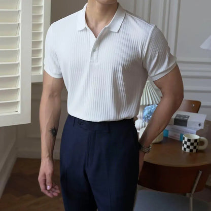 2023 Men's Slim Fit Short Sleeve Polo Shirt - White