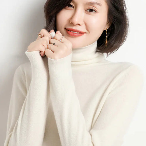Cashmere Turtleneck Sweater for Women Fall