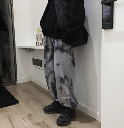 Spring Harajuku Style Tie-Dye Embroidered Pants