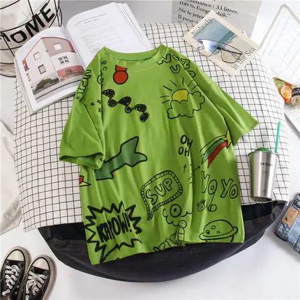 Couple T-Shirts, Women's Short Sleeve Tops for Students