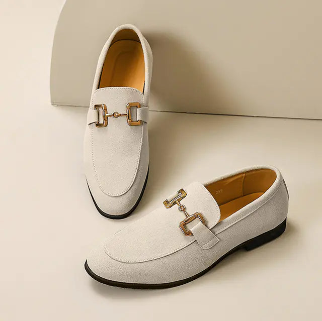 Men's Beige Suede Casual Loafers - Breathable Slip-On
