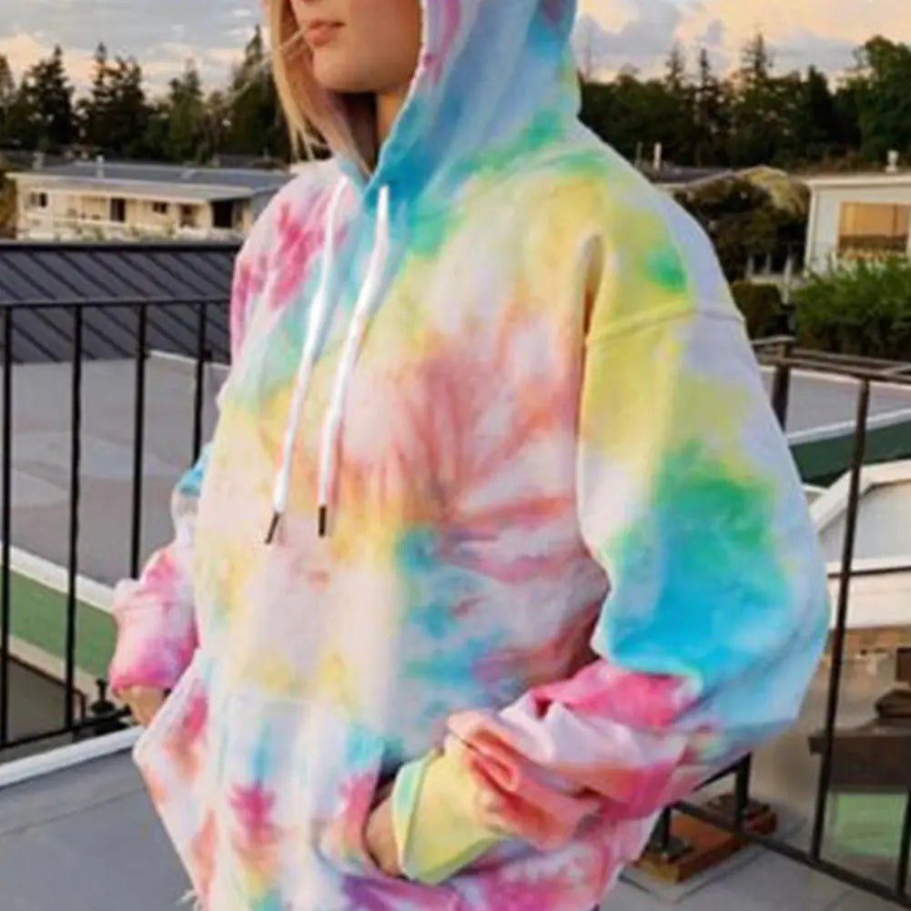 Oversized Tie Dye Rainbow Hoodie for Women