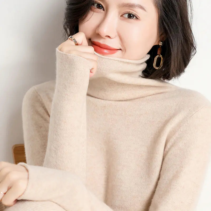 Cashmere Turtleneck Sweater for Women Fall